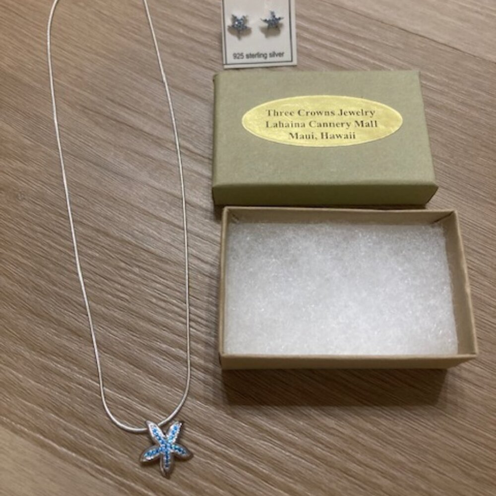 925 Sterling silver Hawaiian earring/necklace set - brand new